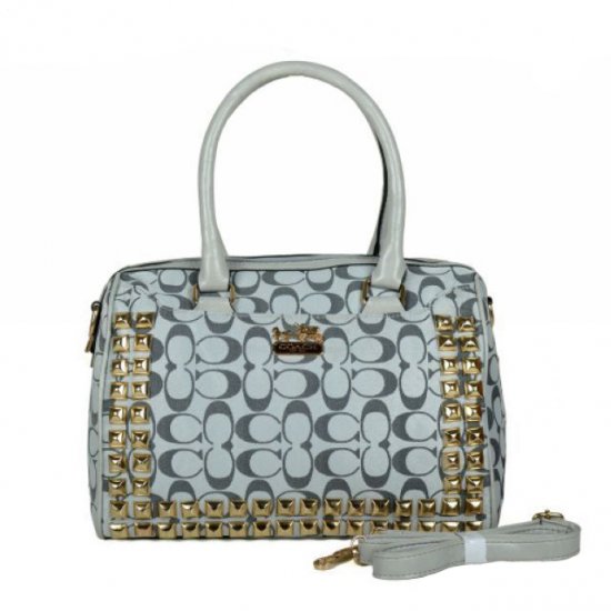 Coach Legacy Haley In Stud Signature Medium Grey Satchels BDM | Women - Click Image to Close